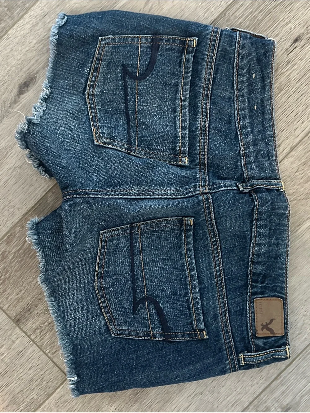 American Eagle Embroidered Denim Cutoff Shorts - Blue